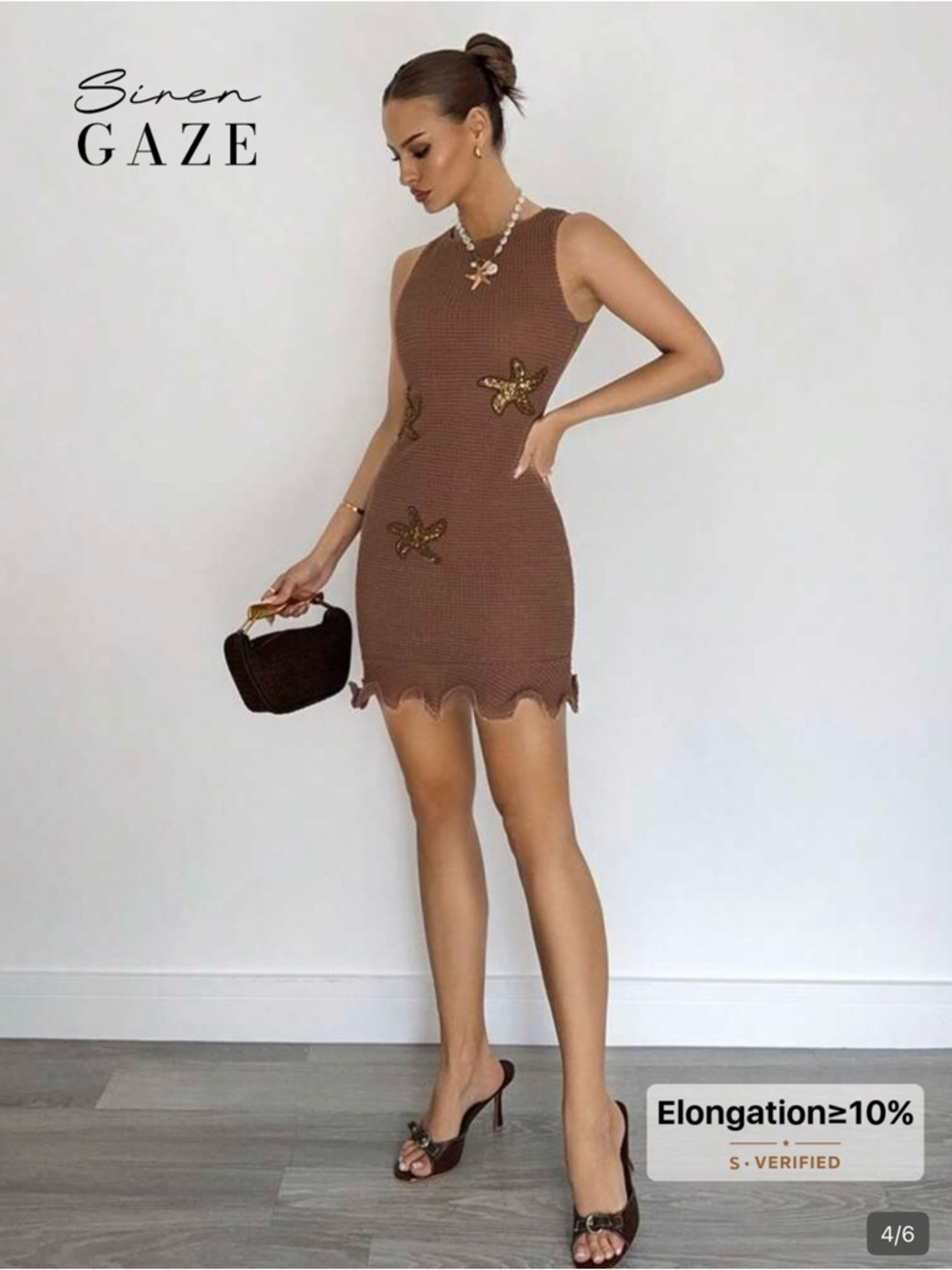 Brown Sleeveless Knit Mini Dress